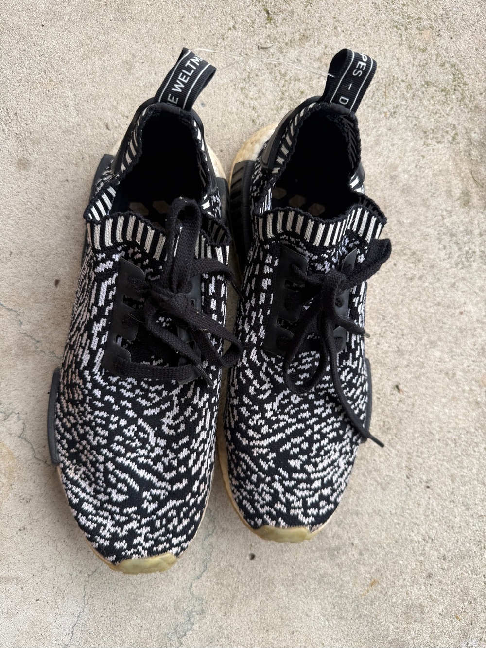 Adidas NMD R1 Primeknit Zebra Black White Boost Sneakers Men’s Size 11 - Picture 5 of 14